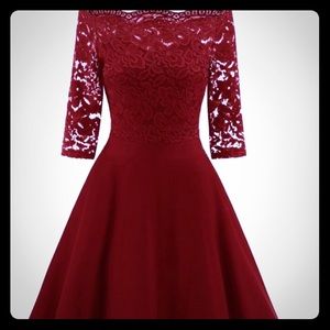 Off Shoulder Scalloped Lace Panel Dress